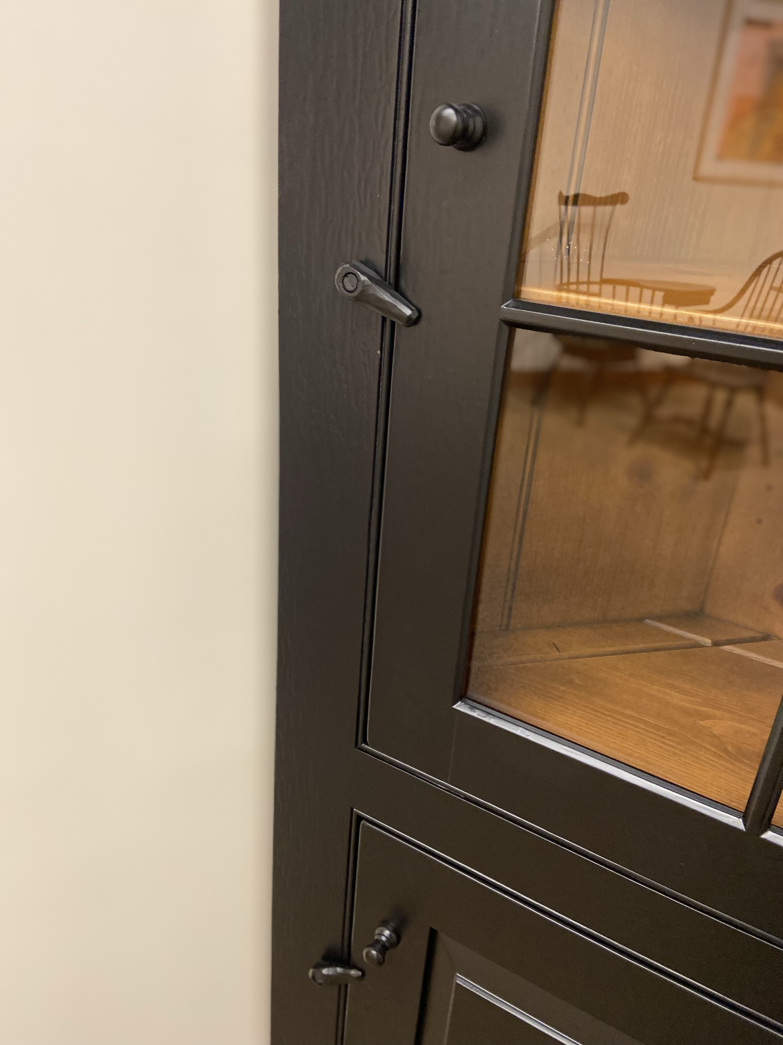 Small Glass Door Corner Cabinet in Black - Shaker Shoppe